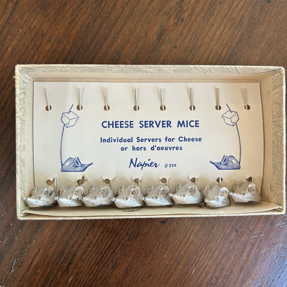 Vintage Napier Cheese Server Mice- Set of 8